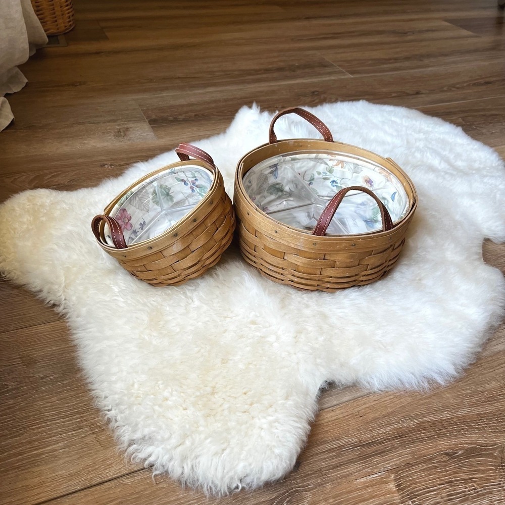 Vintage Longaberger Handwoven Baskets Set of 2
